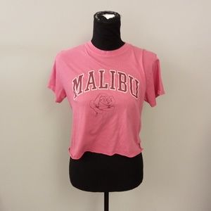 Mighty Fine Junior's Pink Malibu Short Sleeve Top XS